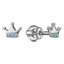 Cercei Pusete din argint  cu pietre Cubic Zirconia Albastru