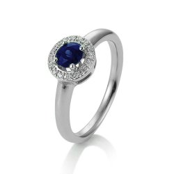 Inel din aur alb cu pietre Diamant, Safir
