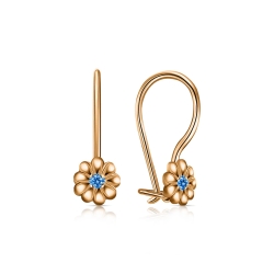 Cercei din aur roșu cu pietre Cubic Zirconia Albastru