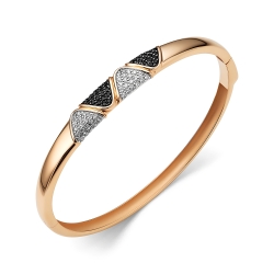 Brățară din aur roșu cu pietre Cubic Zirconia Incolor, Cubic Zirconia Negru și