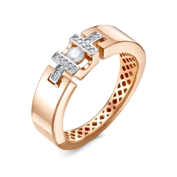 Inel din aur roșu cu pietre Cubic Zirconia Incolor