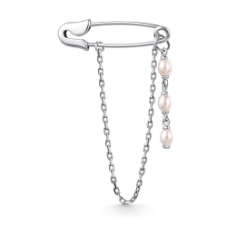 Брошь из серебра с камнями Жемчуг имит.