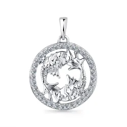 Pandantiv din aur alb cu Cubic Zirconia Incolor