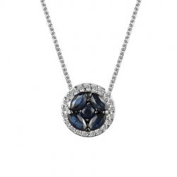 Colier din aur alb cu pietre Diamant, Safir