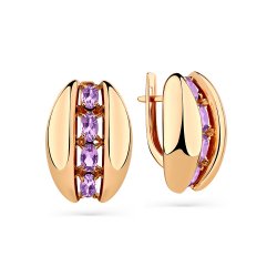 Серьги из красного золота с камнями Аметист