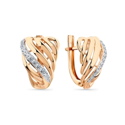 Cercei din aur roșu cu pietre Cubic Zirconia Incolor