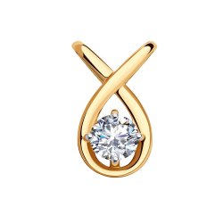Pandantiv din aur roșu cu pietre Cubic Zirconia Incolor