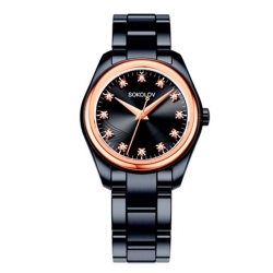 Ceas SOKOLOV roșu cu pietre Diamant