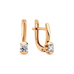 Cercei din aur roșu cu pietre Cubic Zirconia Incolor
