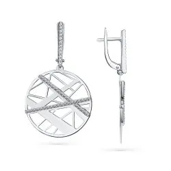 Cercei Suspendați din aur alb cu Cubic Zirconia Incolor