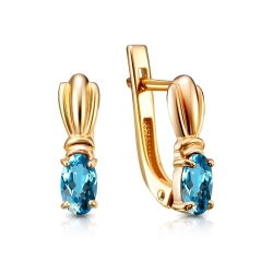 Cercei p-u copii din aur roșu cu pietre Cubic Zirconia Albastru