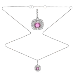 Colier din aur alb cu pietre Diamant, Rubin