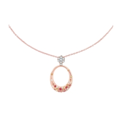 Colier din aur roșu cu pietre Diamant, Safir Portocaliu și Safir galben