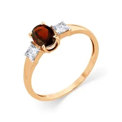 Inel din aur roșu cu Cubic Zirconia Incolor, Granat