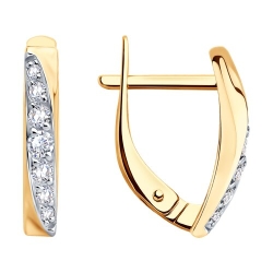 Cercei din aur roșu cu pietre Cubic Zirconia Incolor