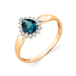 Inel din aur roșu cu pietre Cubic Zirconia Incolor, Topaz sital