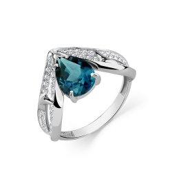 Inel din aur alb cu pietre Cubic Zirconia Incolor, Topaz London