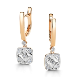 Серьги Длинные из красного золота с камнями Бриллиант