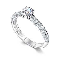 Inel din argint  cu pietre Cubic Zirconia Incolor, Moissanite