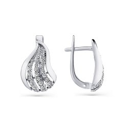 Cercei din aur alb cu pietre Cubic Zirconia Incolor