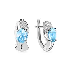 Cercei din aur alb cu pietre Cubic Zirconia Incolor, Topaz Swiss