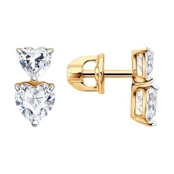 Cercei Pusete din aur roșu cu Cubic Zirconia Incolor