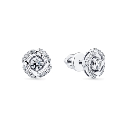 Cercei Pusete din aur alb cu pietre Diamant
