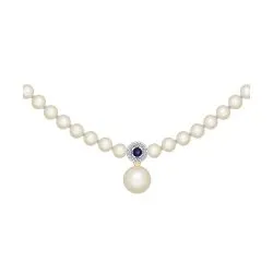 Colier din aur roșu cu Cubic Zirconia Incolor, Perla Albă și Corindon