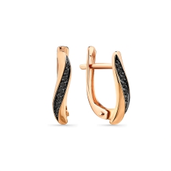 Cercei din aur roșu cu pietre Cubic Zirconia Negru