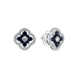 Cercei Pusete din aur alb cu Diamant, Safir