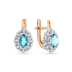 Cercei din aur roșu cu pietre Cubic Zirconia Incolor, Topaz Swiss