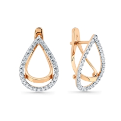 Cercei din aur roșu cu Cubic Zirconia Incolor