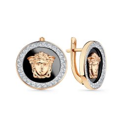 Cercei din aur roșu cu pietre Cubic Zirconia Incolor