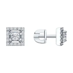 Cercei Pusete din aur alb cu Diamant