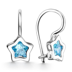 Cercei p-u copii din argint  cu pietre Cubic Zirconia Albastru
