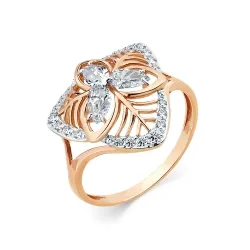 Inel din aur roșu cu Cubic Zirconia Incolor