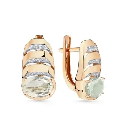 Cercei din aur roșu cu Cubic Zirconia Incolor, Prasiolit