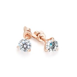 Cercei Pusete din aur roșu cu pietre Cubic Zirconia Incolor