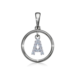 Подвеска из белого золота с камнями Фианит