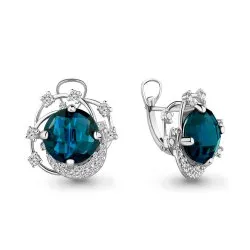 Cercei din aur alb cu Cubic Zirconia Incolor, Topaz London