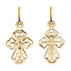 Крестик из красного золота без камней