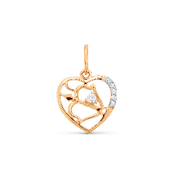 Pandantiv din aur roșu cu pietre Cubic Zirconia Incolor