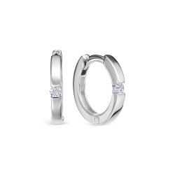 Cercei Creole din aur alb cu pietre Diamant