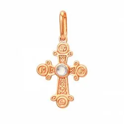 Cruce din aur roșu cu Cubic Zirconia Incolor