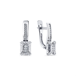 Cercei din aur alb cu pietre Diamant