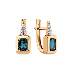 Cercei din aur roșu cu pietre Cubic Zirconia Incolor, Topaz London