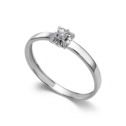 Кольцо из белого золота с камнями Бриллиант