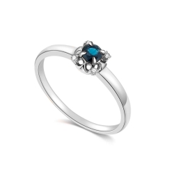 Inel din aur alb cu Diamant, Safir