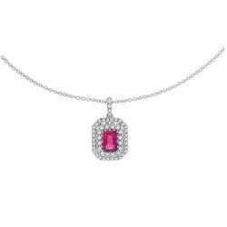 Colier din aur alb cu Diamant, Rubin
