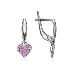 Серьги Длинные из серебра с камнями Фианит Розовый